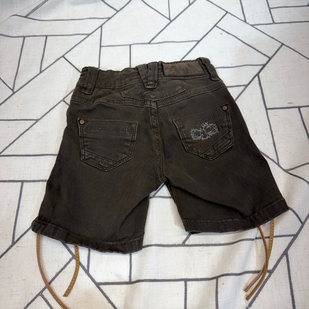Hangowear Lederhosen Shorts Size 98/104 Brown Embroidered Coated Denim Kinder - Picture 6 of 7